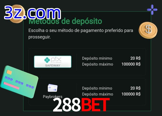O cassino 288BET oferece uma grande variedade de métodos de pagamento
